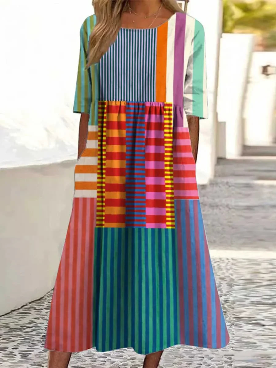 Chelo - Vestido vintage con estampado artístico