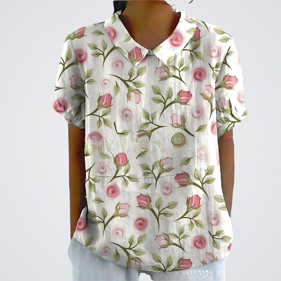Lina | Blusa de lino floral