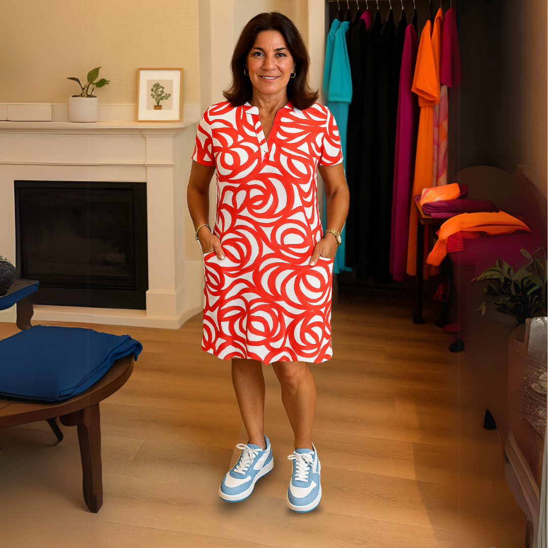 Earlene - Vestido estampado con cuello en V